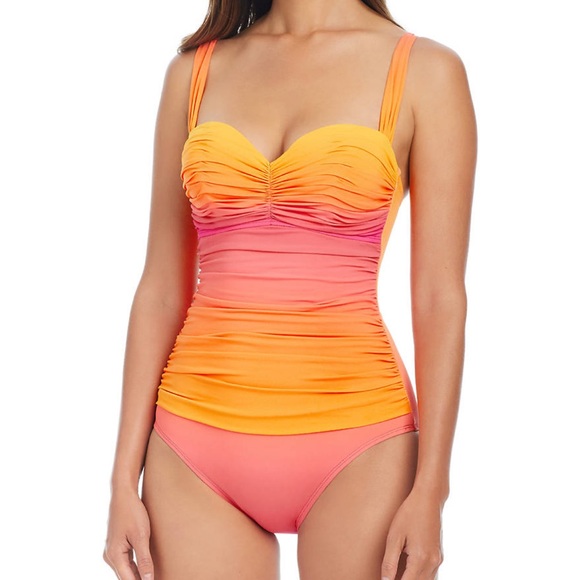 NWT Bleu Rod Beattie Beat the Heat bright ombré shirred Mio 1 piece swimsuit, 12 - Picture 3 of 11